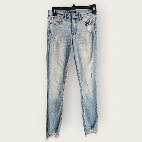 Abercrombie & Fitch Denim - Abercrombie & Fitch Mid-rise Super Skinny Ankle Jeans Frayed Hems Women's Size 2